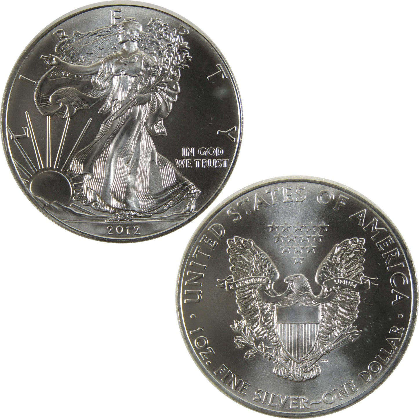 2012 UNCIRCULATED AMERICAN SILVER EAGLE, 1oz 0.999 FINE SILVER