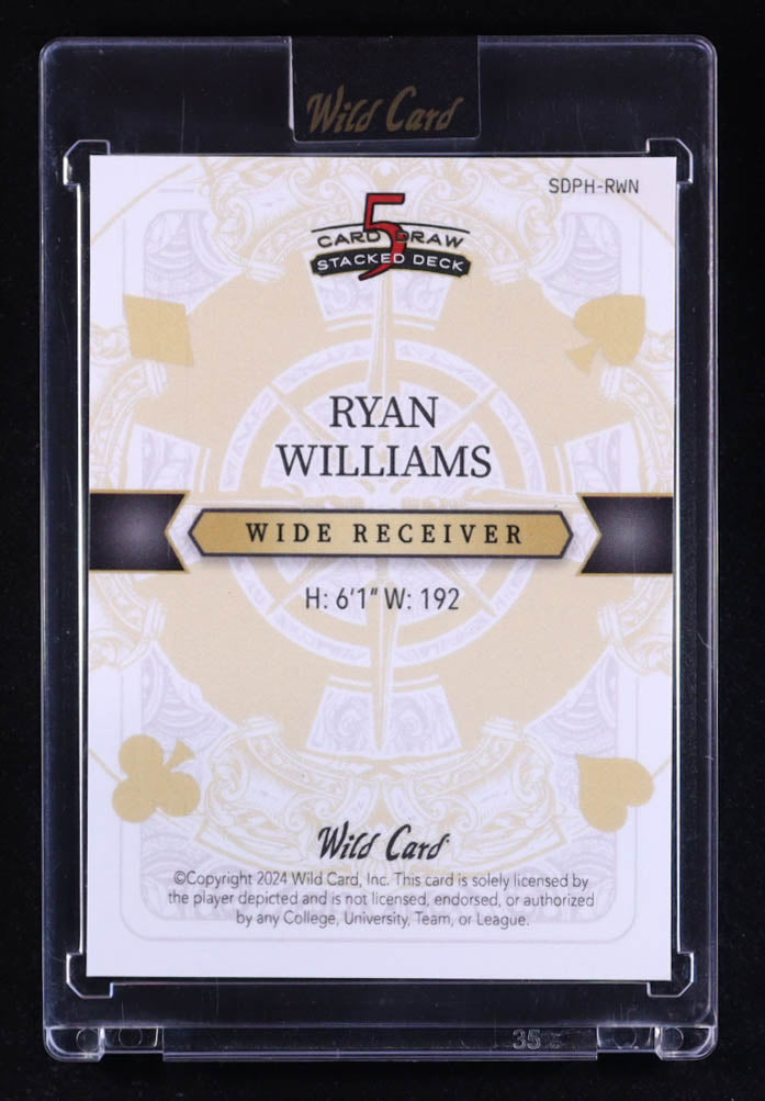 2024 Wild Card 5 Card Draw - Ryan Williams – Jack of Hearts • Kaleidoscope Orange • Rookie Card • 1/1