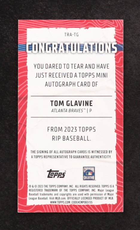 Tom Glavine 2023 Topps Rip Autographs Orange #TRATG #18 of 25