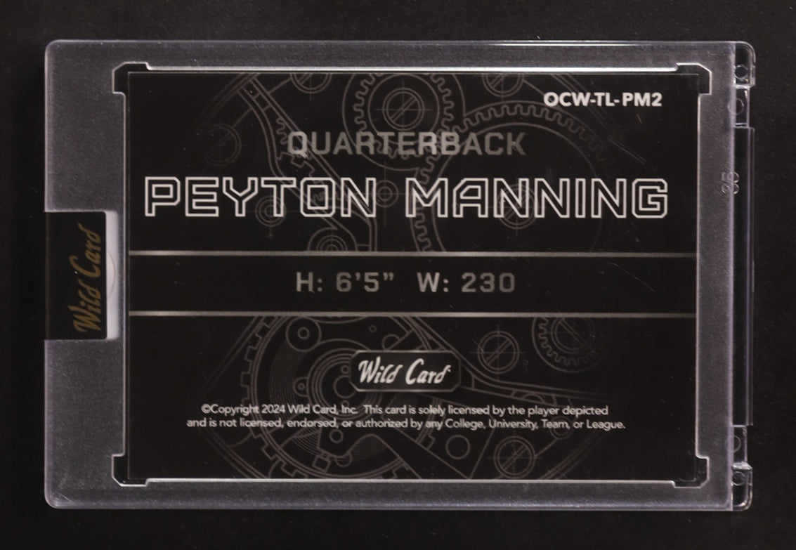 Peyton Manning 2024 Wild Card QB1 On The Clock Teal Red Cross Hatch Foil #OCW-TL-PM2 #7/8