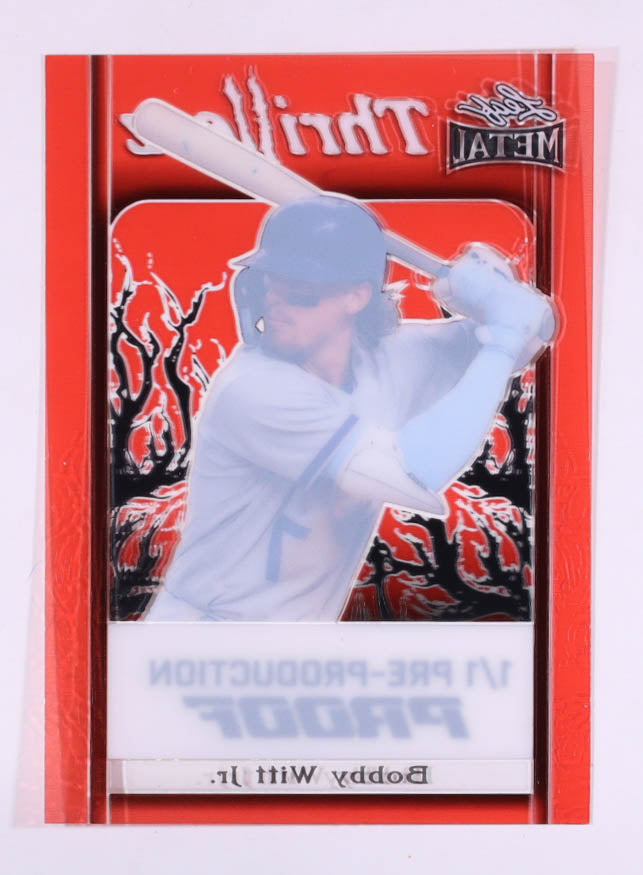 Bobby Witt Jr. 2023 Leaf Metal Thrillerz Clear Red Pre-Production Proof #NNO #1/1