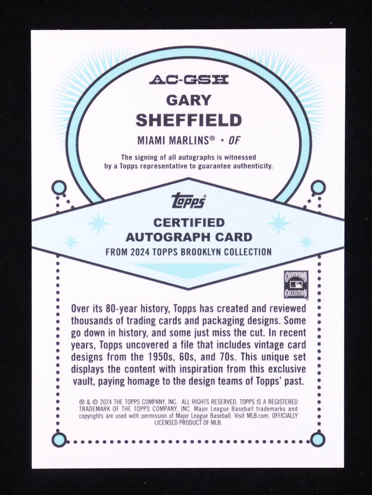 Gary Sheffield 2024 Topps Brooklyn Collection - Autographs Gold – ACGSH - # 44/50