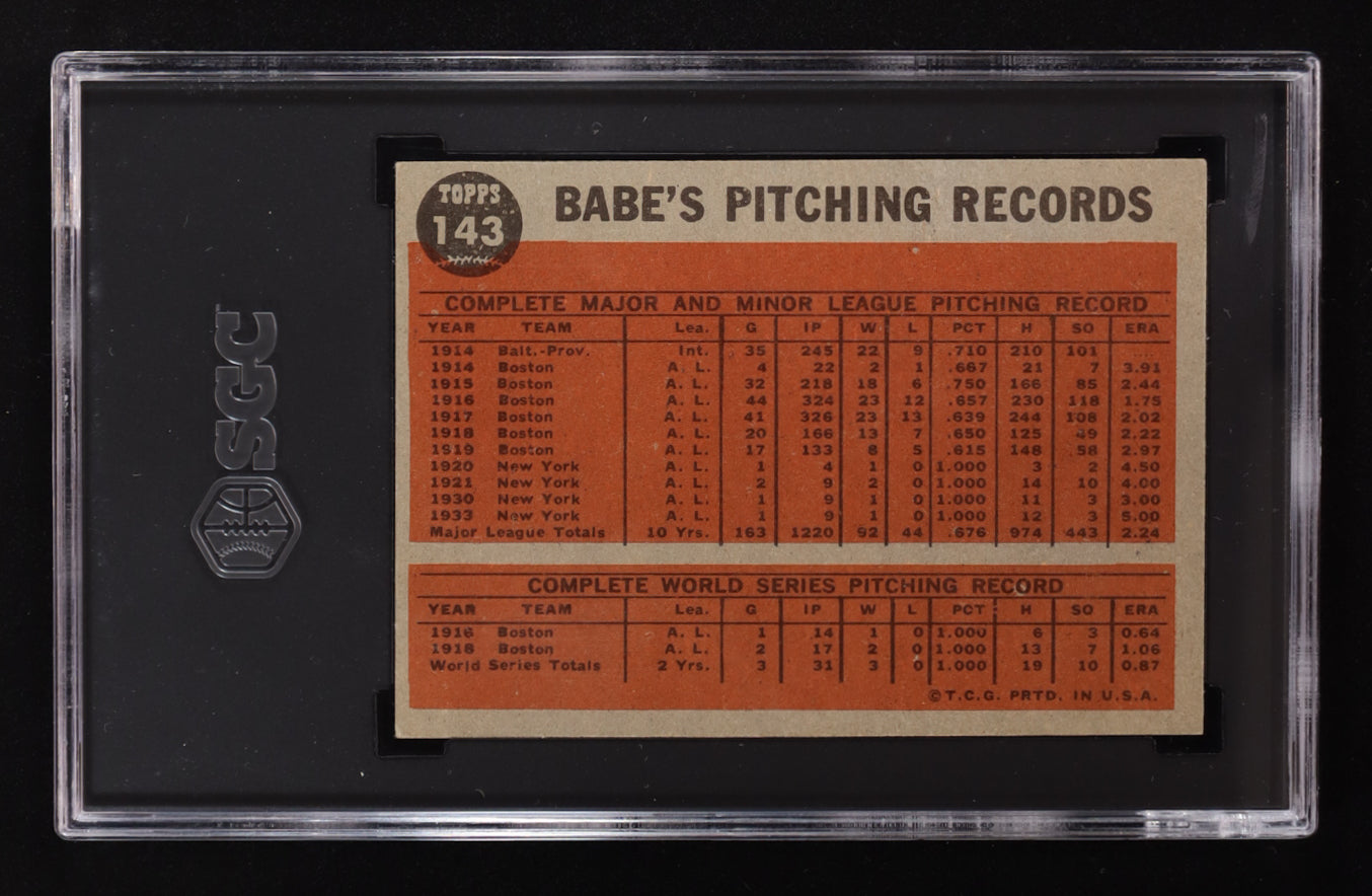 Babe Ruth - 1962 Topps #143 - Special 9- “Greatest Sports Hero” – SGC 4.5