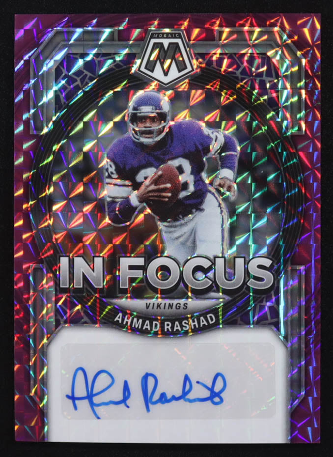 Ahmad Rashad – 2023 Panini Mosaic - In Focus Signatures Purple #24 – Serial #18/49