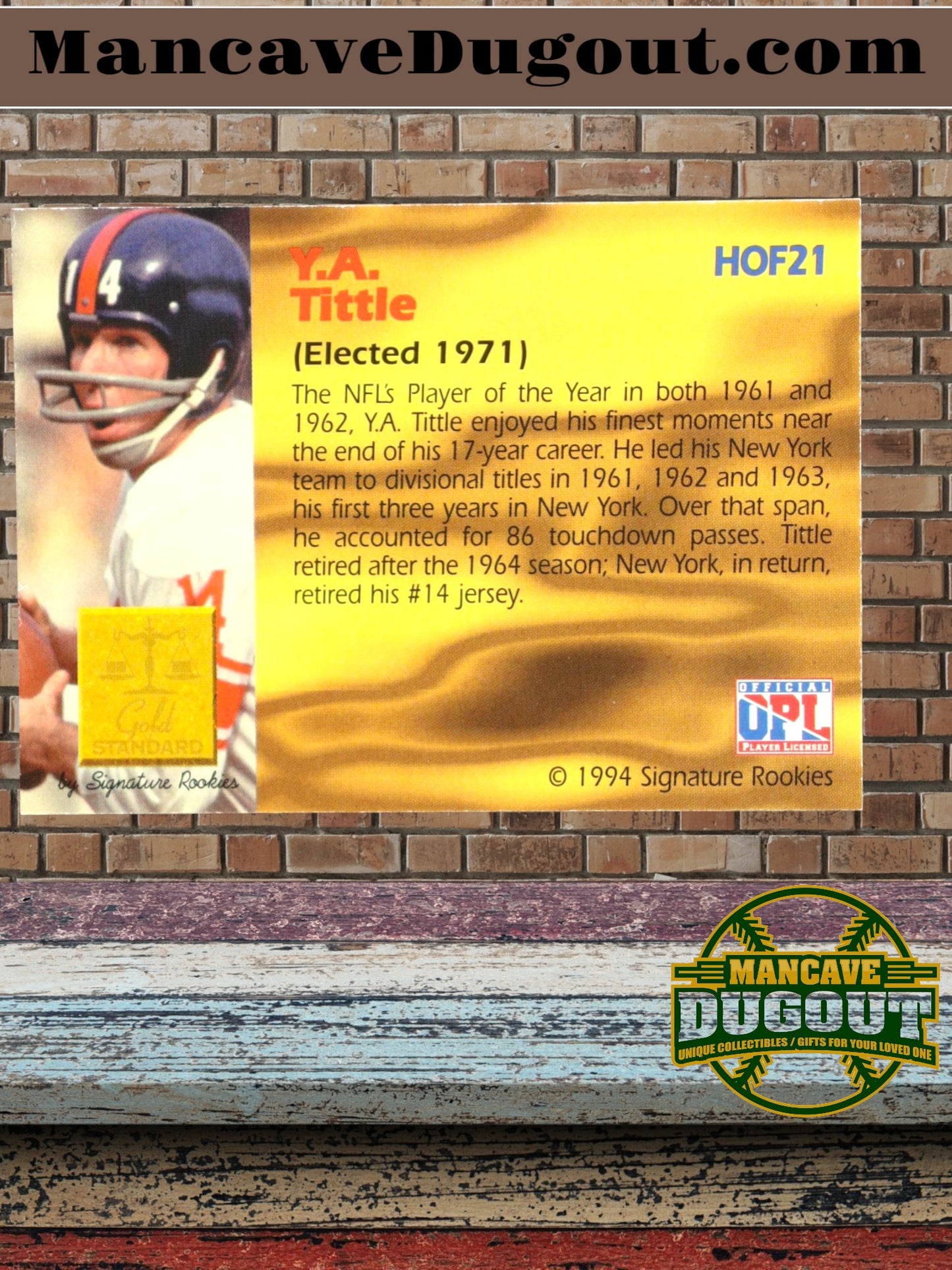 Y.A. Tittle – 1994 Signature Rookies - Gold Standard HOF #HOF21 – Serial #2397/2500