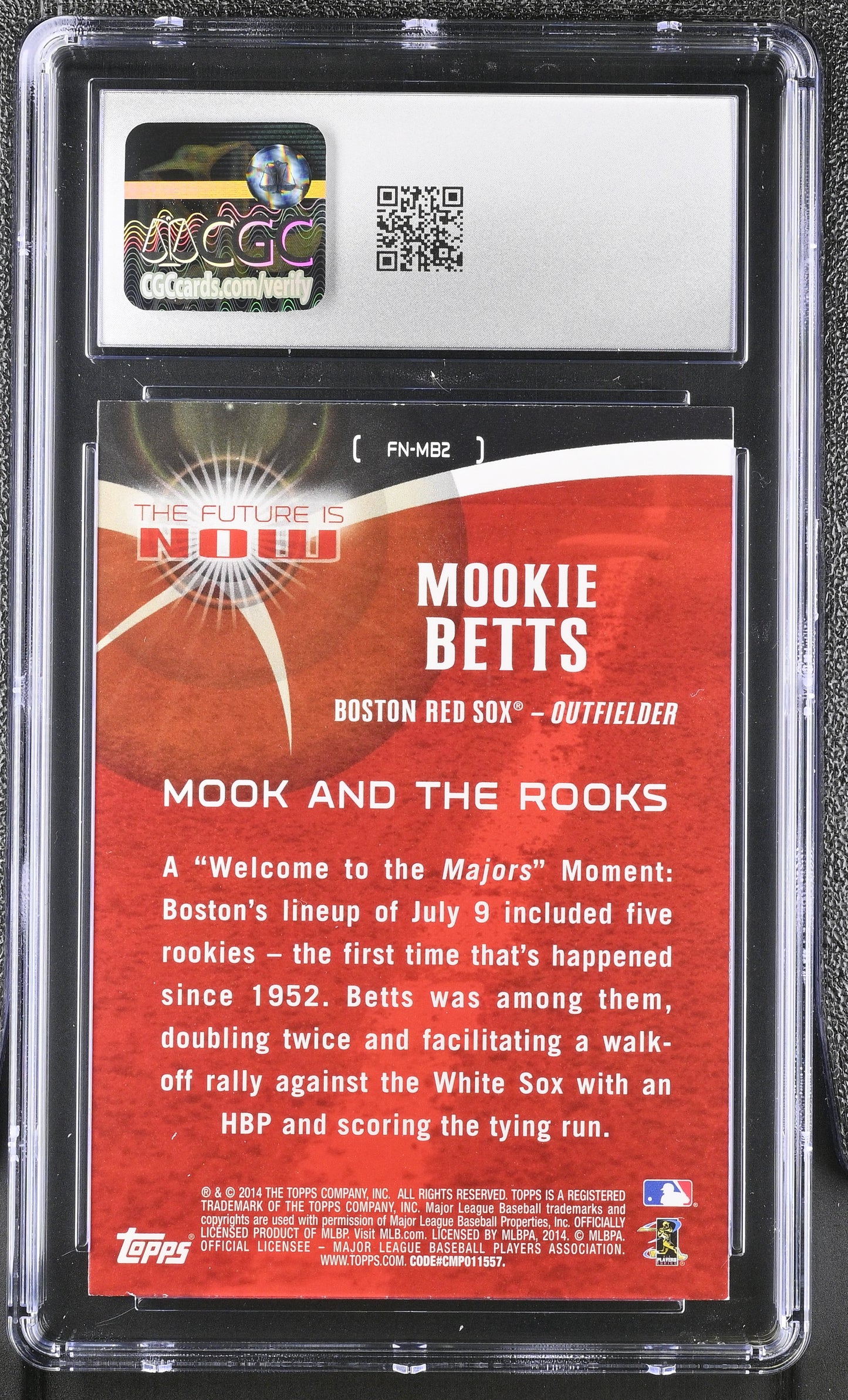 Mookie Betts – 2014 Topps Update - Future Is Now #FN MB2 – Rookie Card - CGC 9 Mint