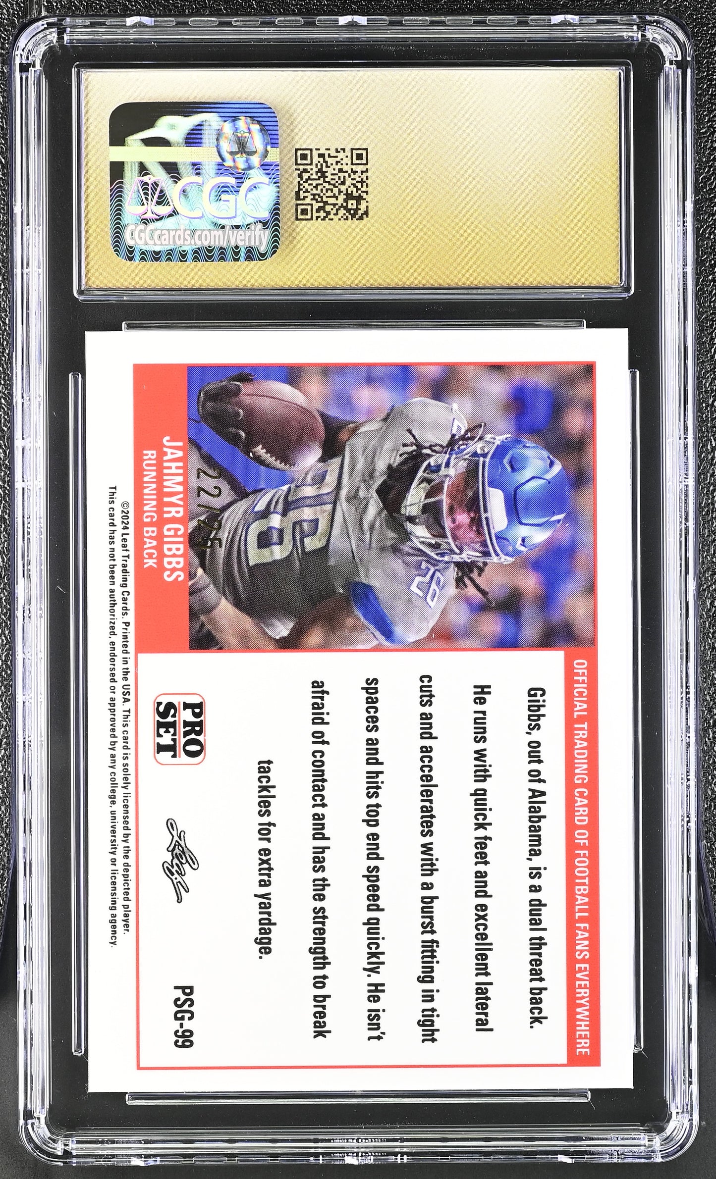 Jahmyr Gibbs — 2023 Leaf Web Exclusives - Pro Set Blue Parallel — #PSG 99 - Serial Numbered 22/25