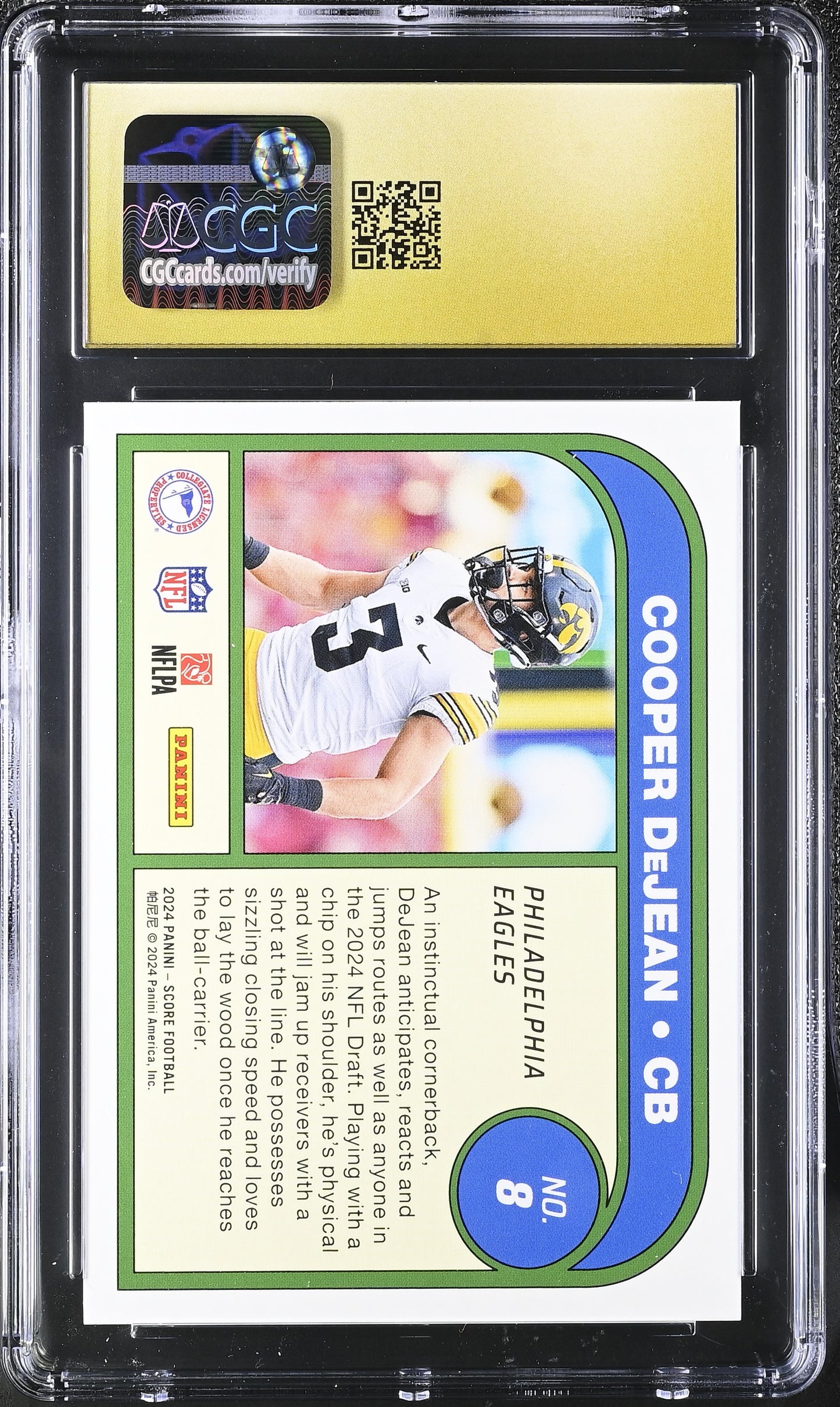 Cooper DeJean — 2024 Score “Protential” - Rookie Card #8 - CGC 10 Black Label (Perfect Gem)