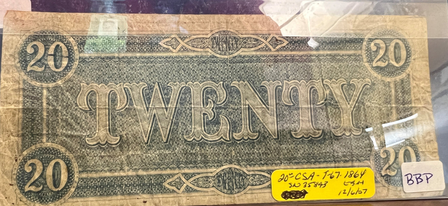 1864-Confederate 20-Bill
