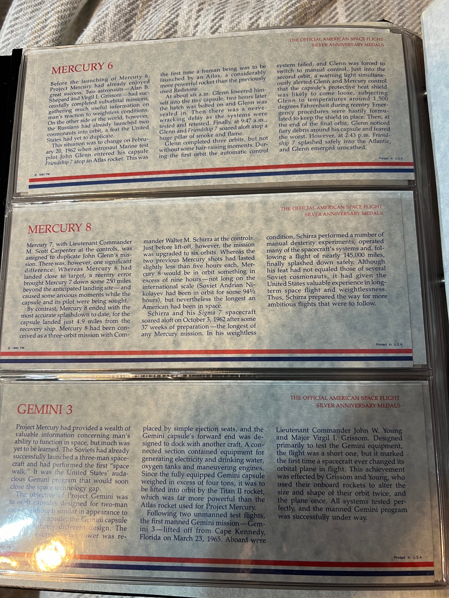 Franklin Mint Official American Space Flight Silver Anniversary 25 Silver Medals