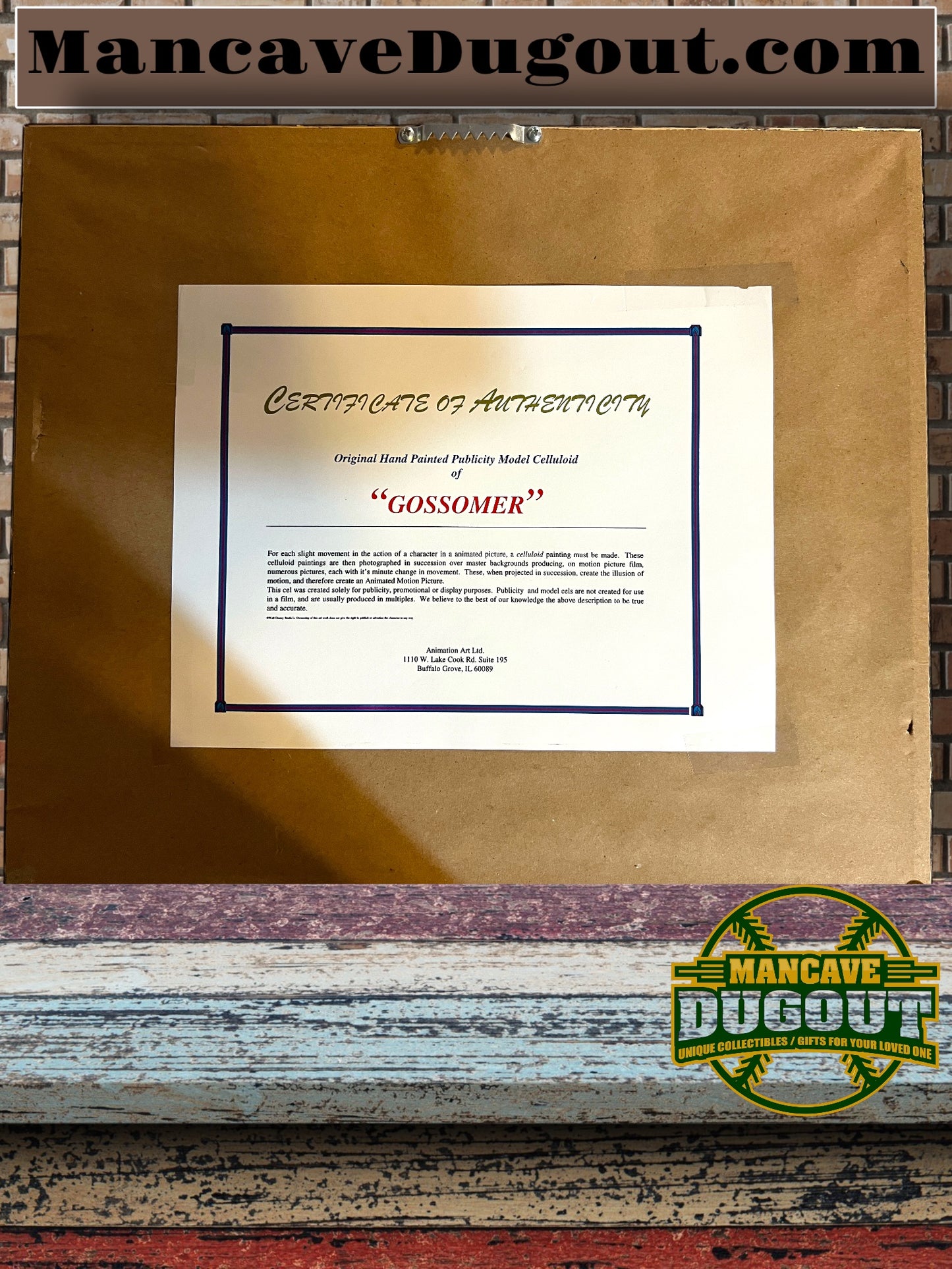 Gossamer hand-inked, hand-painted model cel.  Framed and with COA