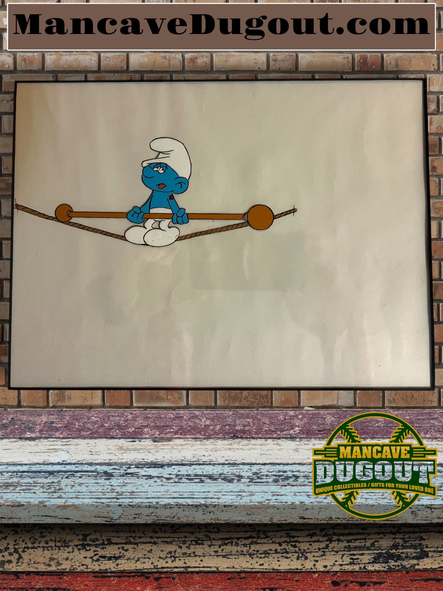Smurf Original Production Animation Cel and Matching Drawing from 1980’s