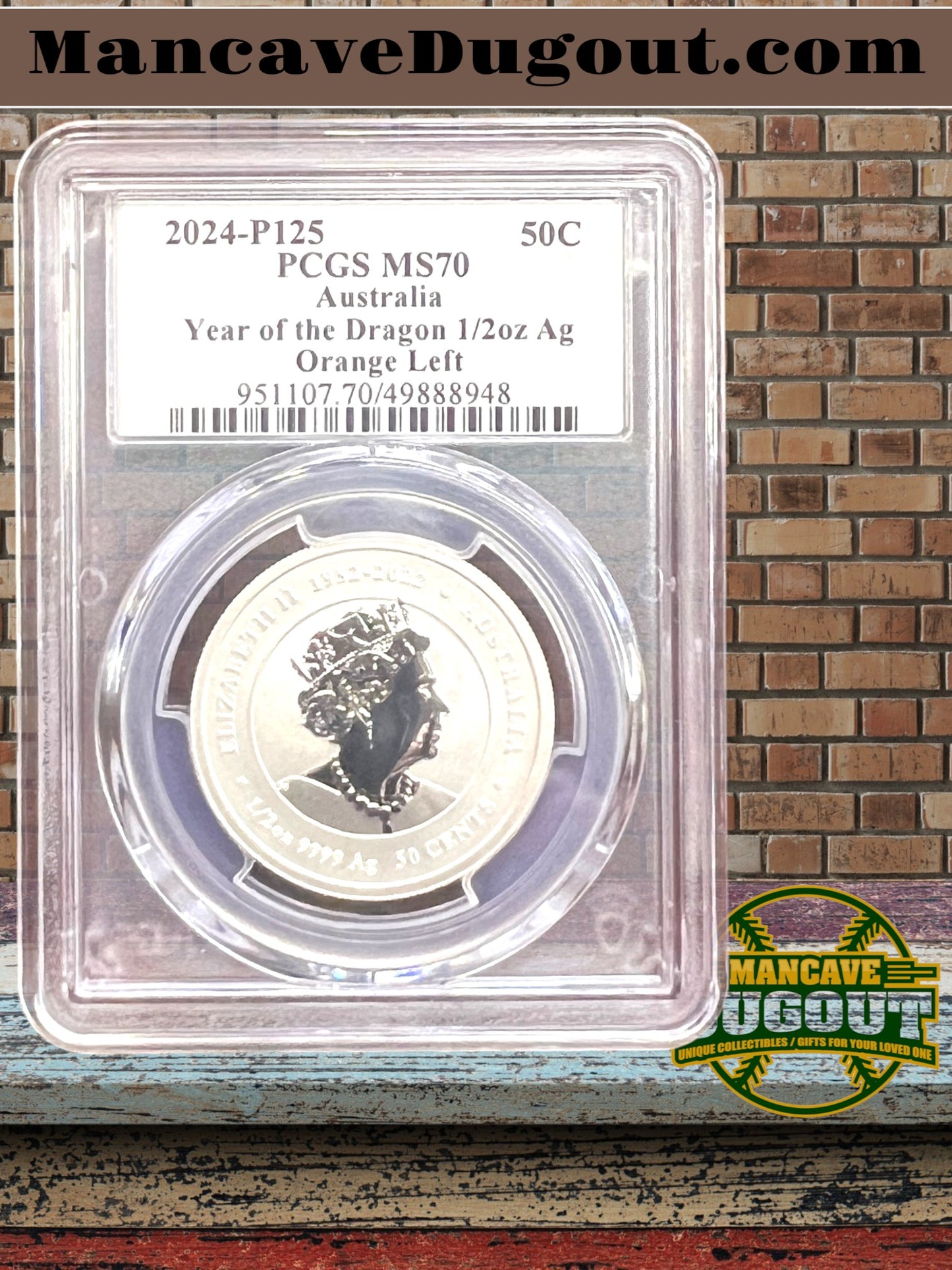 2024 P125 Australia Year of the Dragon — PCGS MS70 - Half Ounce Silver • Orange Left Variant • Perth Mint Lunar Series III