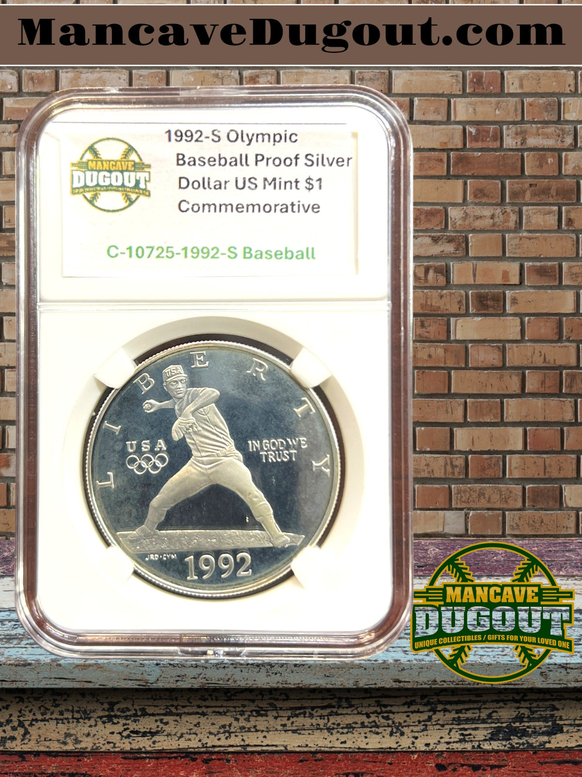 1992 S Olympic Baseball Commemorative Silver Dollar – Proof Cameo San Francisco Mint • 90% Silver