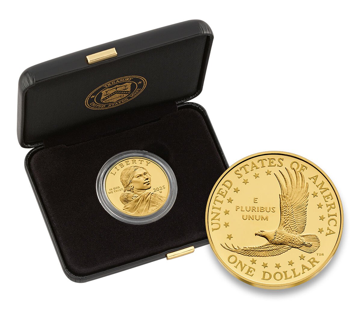 2025 - 25th Anniversary Sacagawea Golden Dollar 24K One Half-Ounce Gold Proof Coin
