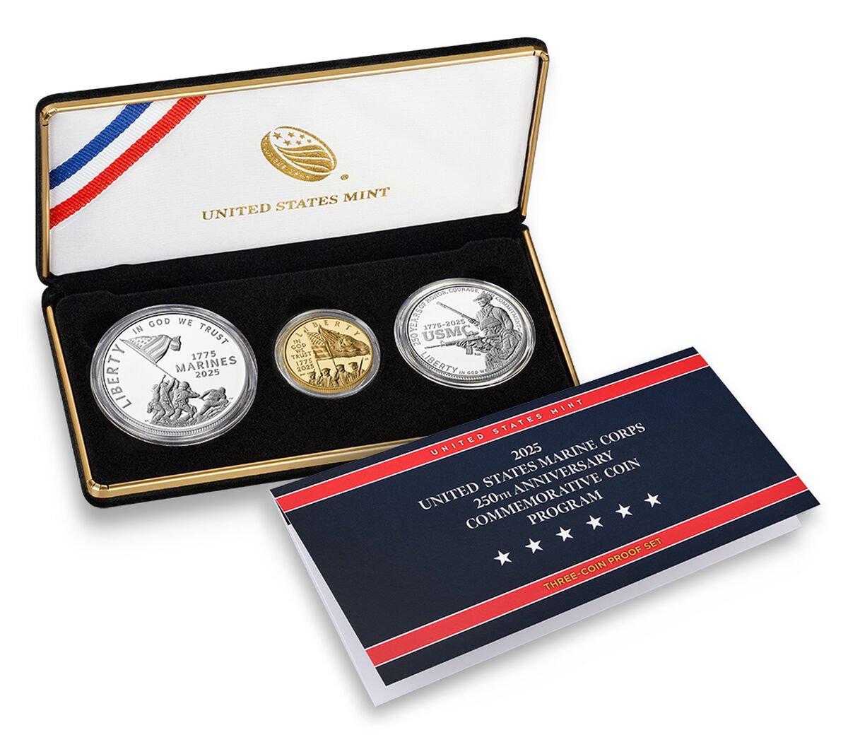 2025-U.S. Marine Corps 250th Anniversary 3-Coin Proof Set-w-OGP-COA