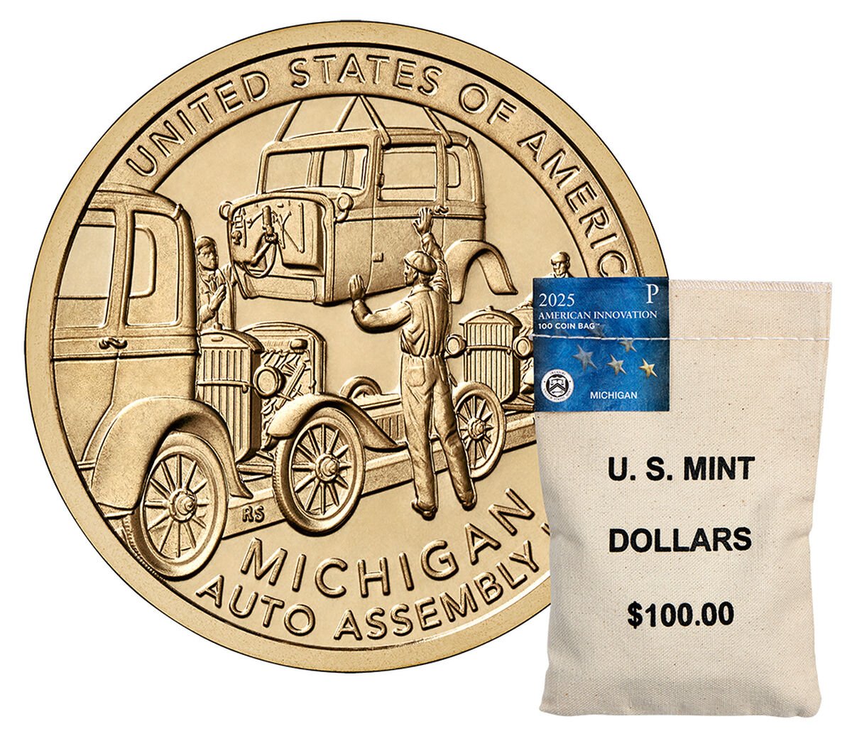 2025 American Innovation $1 Coin US Mint Bags – Michigan – P