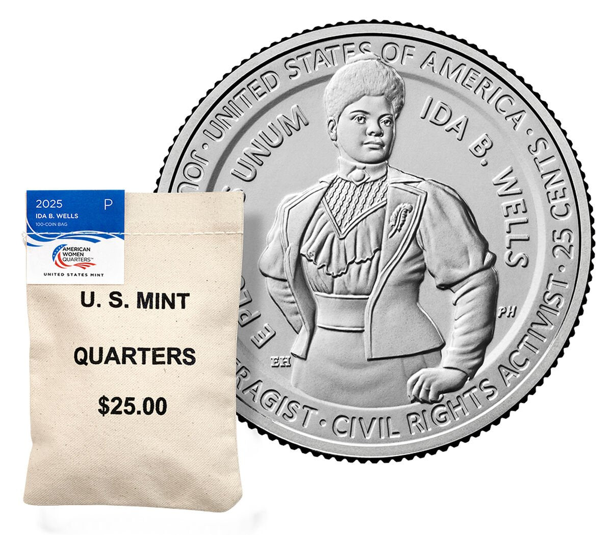 American Women Quarters 2025 Bags - Ida B. Wells - (Philidelphia Mint)