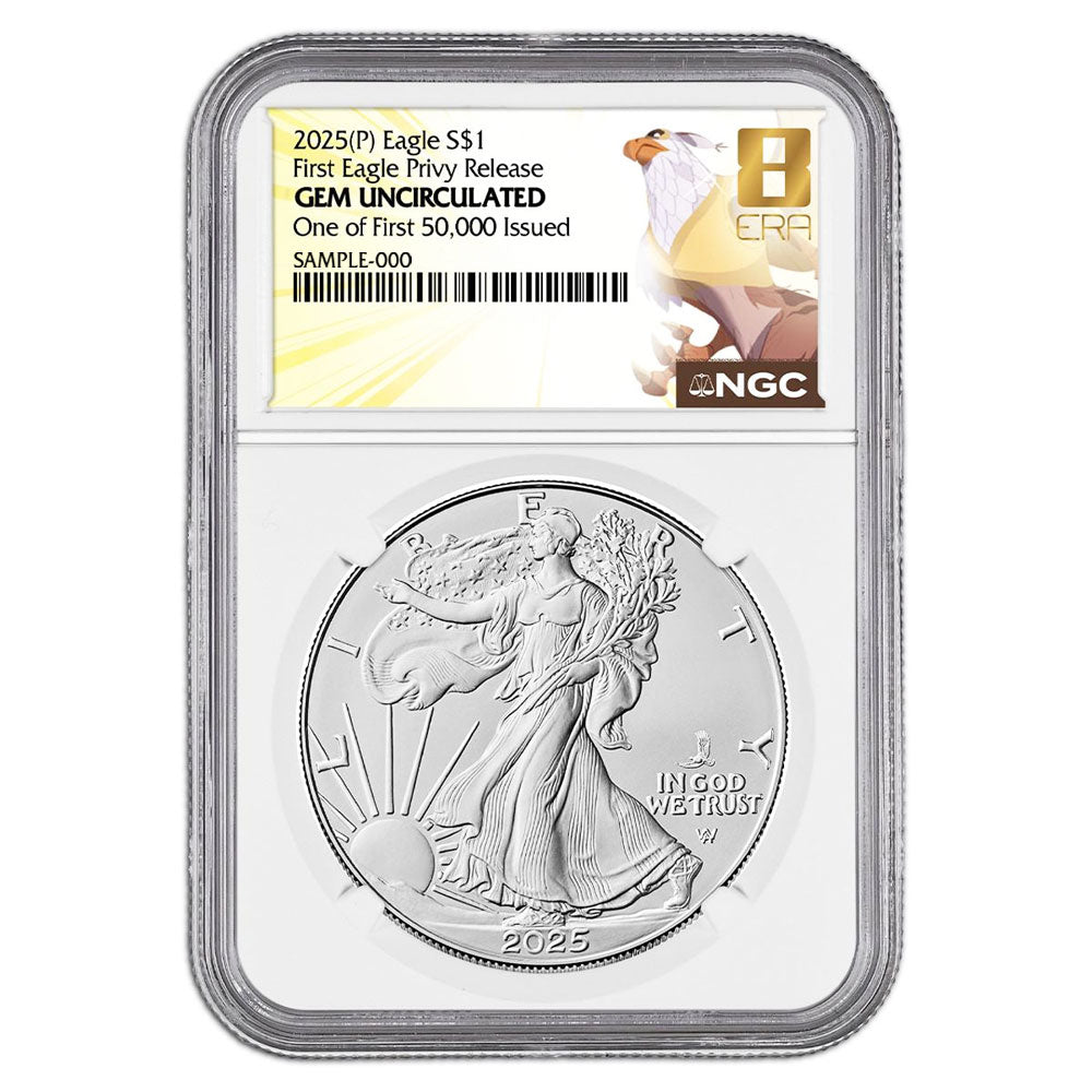 2025 (P) $1 American Silver Eagle First Eagle Privy Releases One of First 50,000 GEM BU