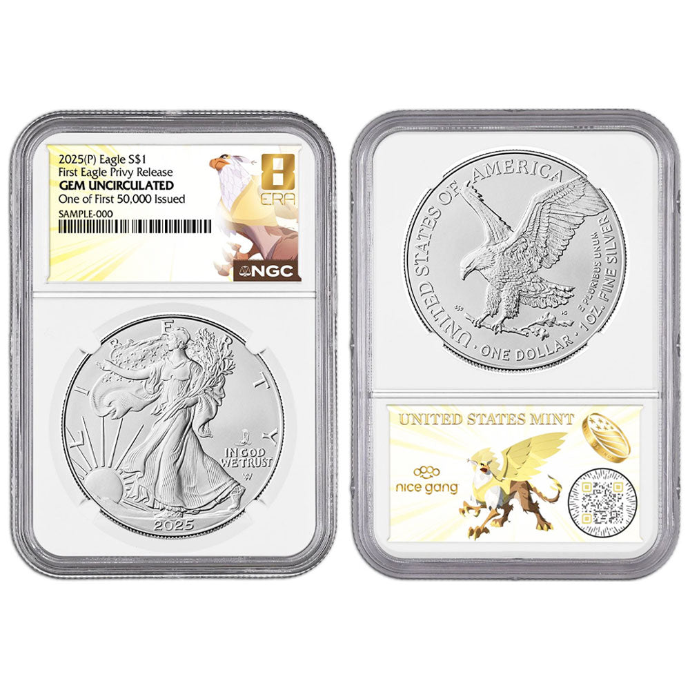 2025 (P) $1 American Silver Eagle First Eagle Privy Releases One of First 50,000 GEM BU