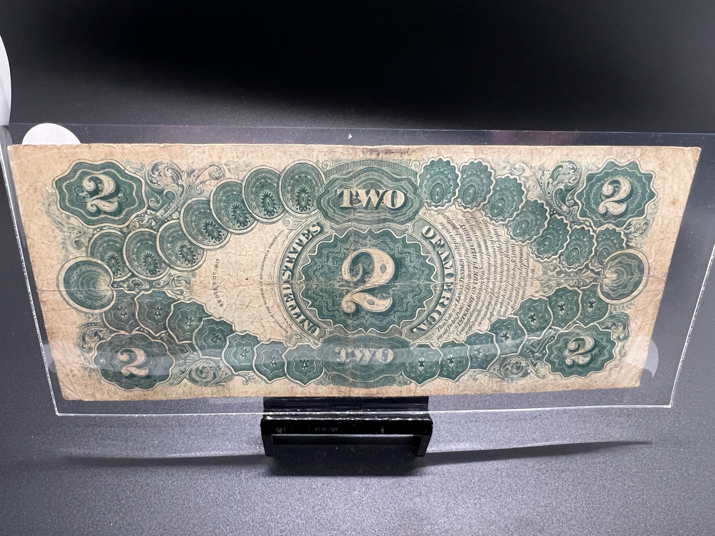 1917 $2 Two DOLLAR UNITED STATES LEGAL TENDER NOTE SEAL RED LARGE PAPER MONEY - 9551A