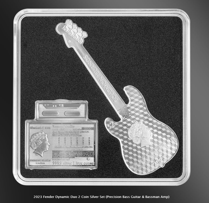 2023 Fender Dynamic Duo 2 Coin Silver Set (Precision Bass Guitar & Bassman Amp)