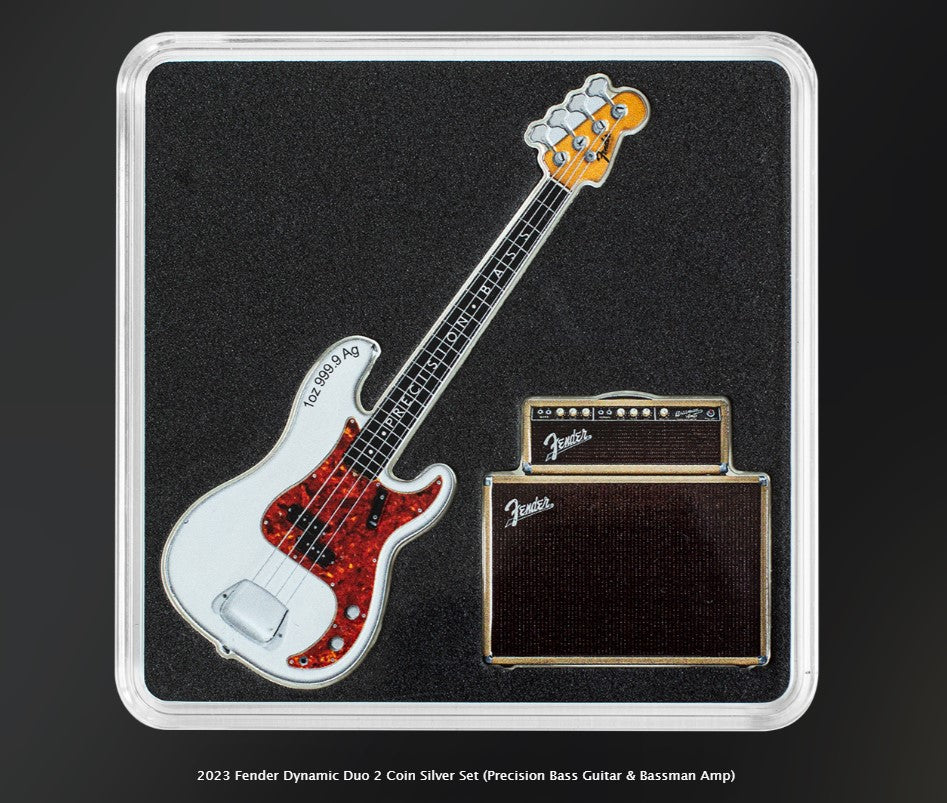 2023 Fender Dynamic Duo 2 Coin Silver Set (Precision Bass Guitar & Bassman Amp)