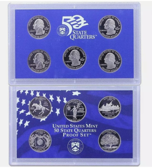1999 S Clad PROOF Quarter Set - 5 Coin Set – OGP COA