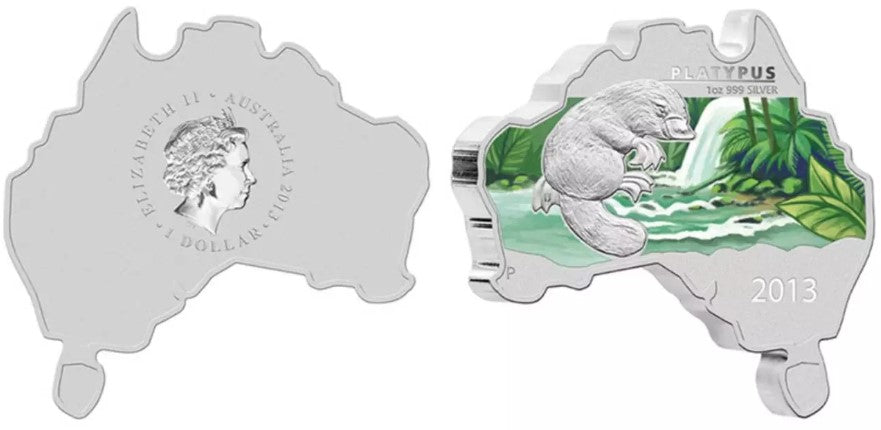 2013 Australian Map- Shaped Coin - Platypus - Only 6000