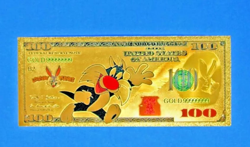 Looney Tunes 24k Gold Foil Bugs Bunny & Friends Banknotes Set Anime Characters
