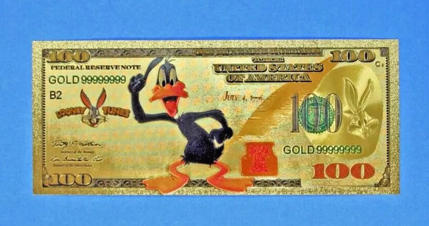 Looney Tunes 24k Gold Foil Bugs Bunny & Friends Banknotes Set Anime Characters