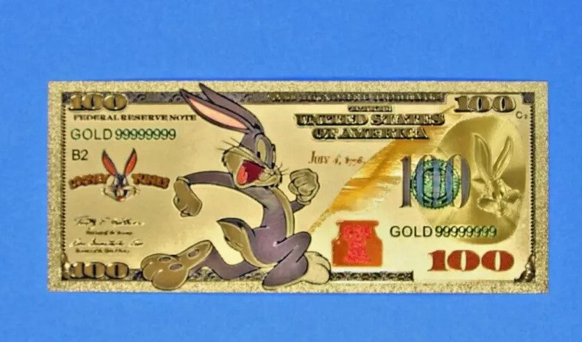 Looney Tunes 24k Gold Foil Bugs Bunny & Friends Banknotes Set Anime Characters