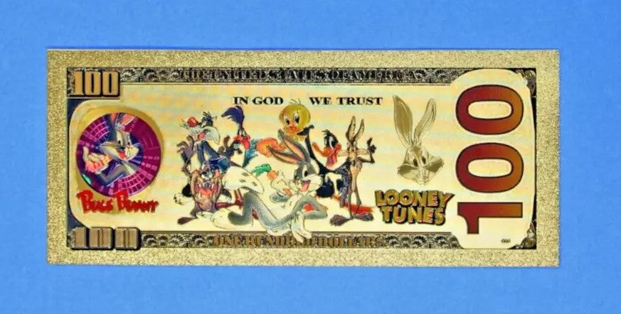 Looney Tunes 24k Gold Foil Bugs Bunny & Friends Banknotes Set Anime Characters