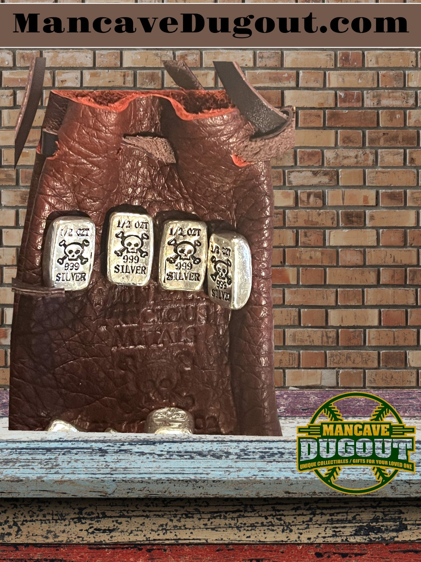 2018 Silver “Pirate Pouch” – 5 oz Total • 10 × 1/2 oz Rounds • Leather Drawstring Bag-DB