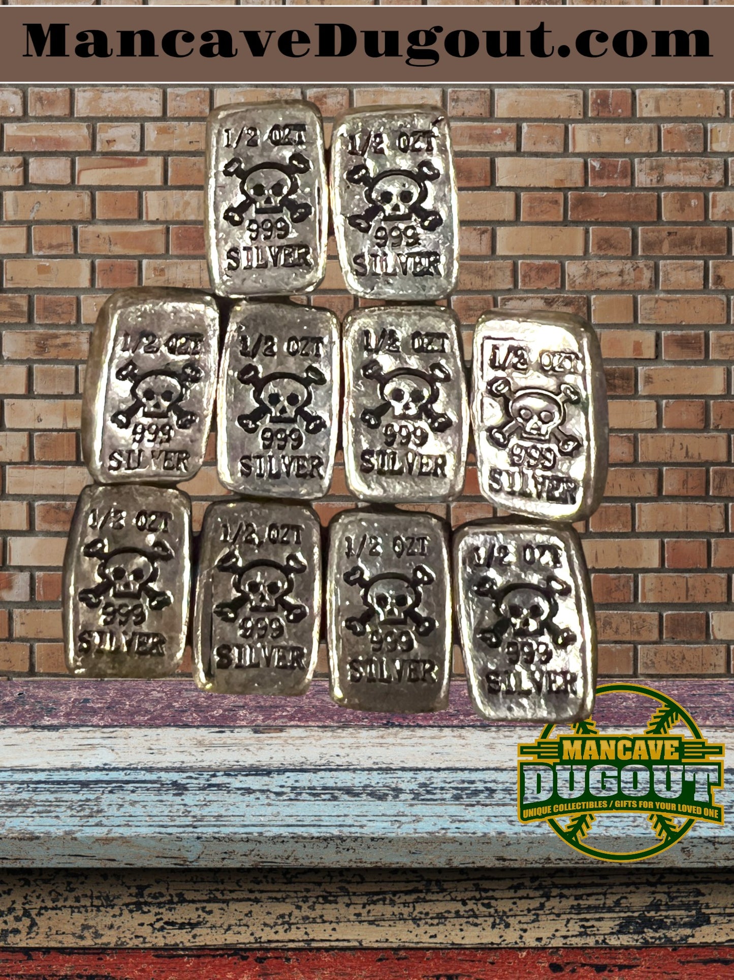 2018 Silver “Pirate Pouch” – 5 oz Total • 10 × 1/2 oz Rounds • Leather Drawstring Bag-LB
