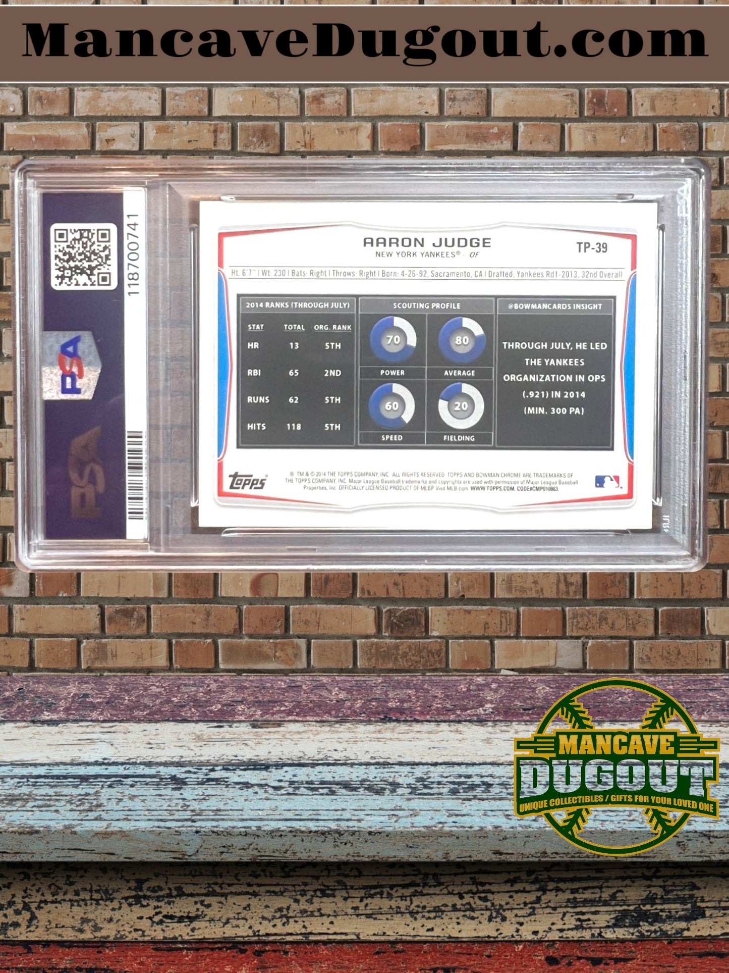 2014 Bowman Draft Picks – Top Prospects #TP39 - Aaron Judge – PSA 9 Mint (RC)