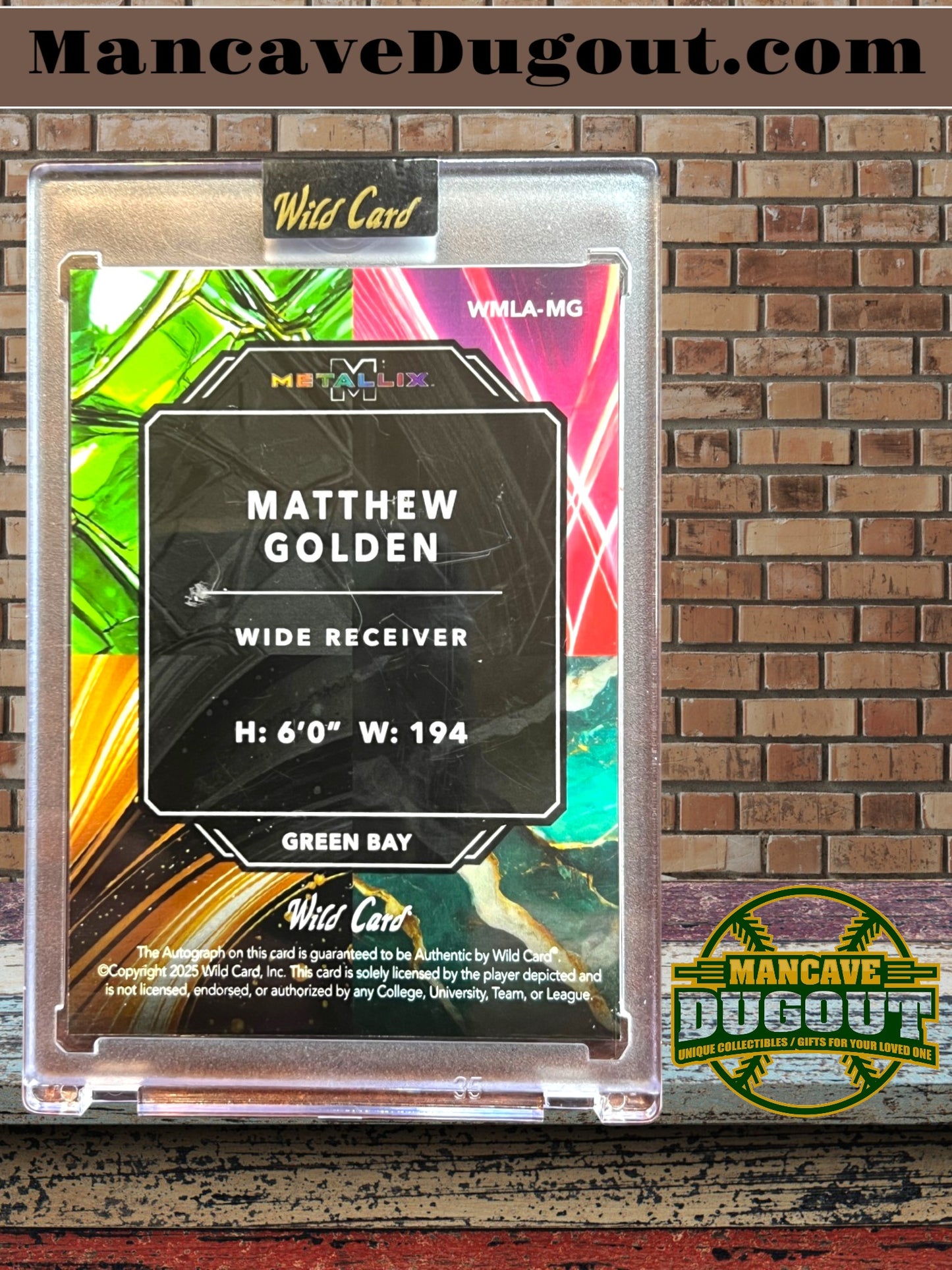 2025 Wild Card Metallix - Matthew Golden – Auto Rookie Card -Blue Light Prism Foil – Serial 3/5 – Still in Original Case