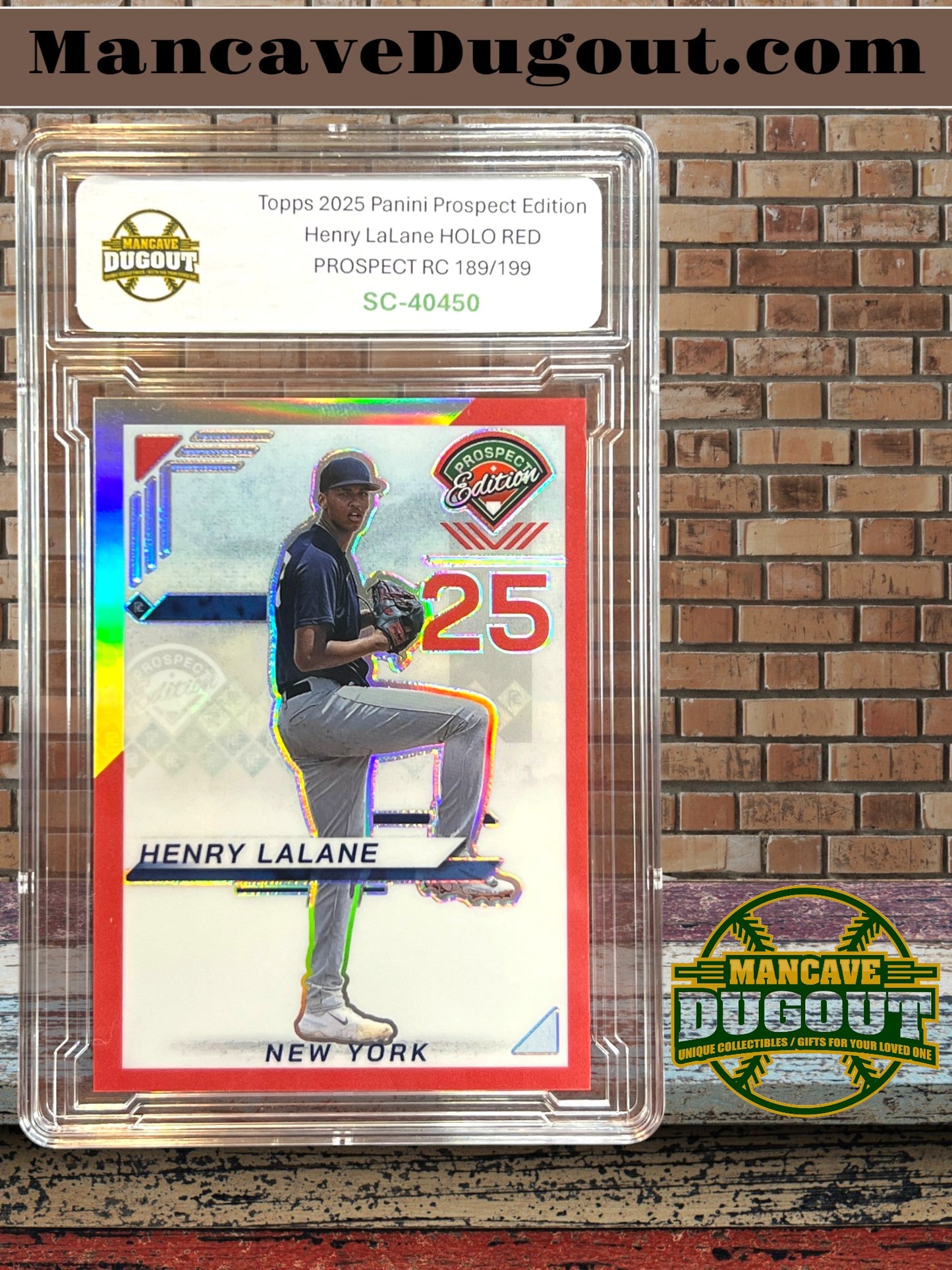 2025 Panini Prospect Edition – Holo RED Prospect - Henry LaLane - (RC) # 189/199