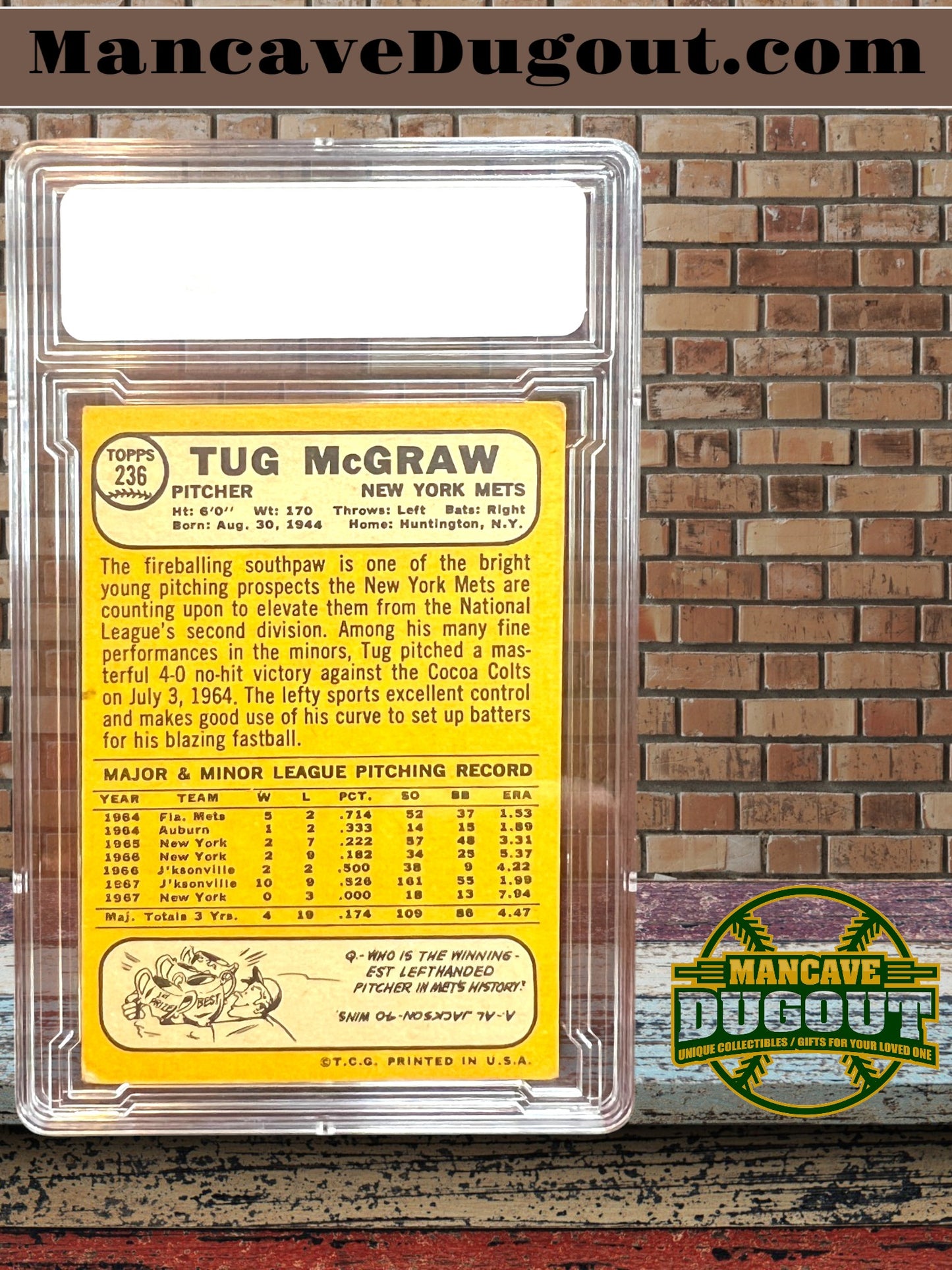 1968 Topps Tug McGraw #236 - 2nd Year Card — New York Mets — VG+