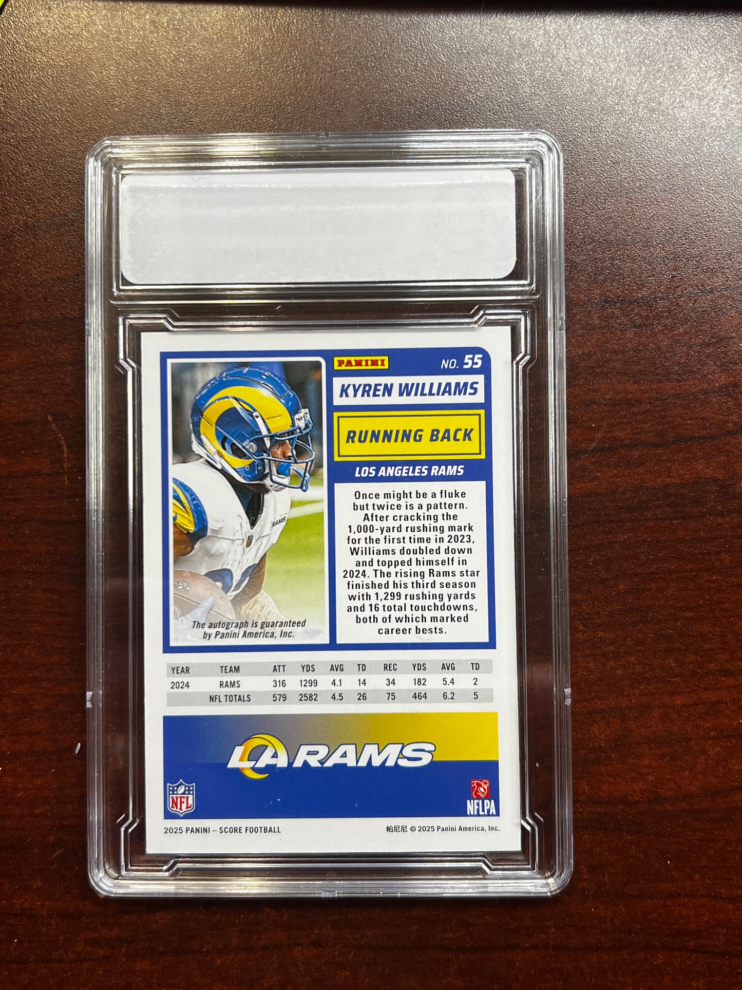 2025 Panini Score Football - Kyren Williams — Signatures Auto #55 Los Angeles Rams — Star RB