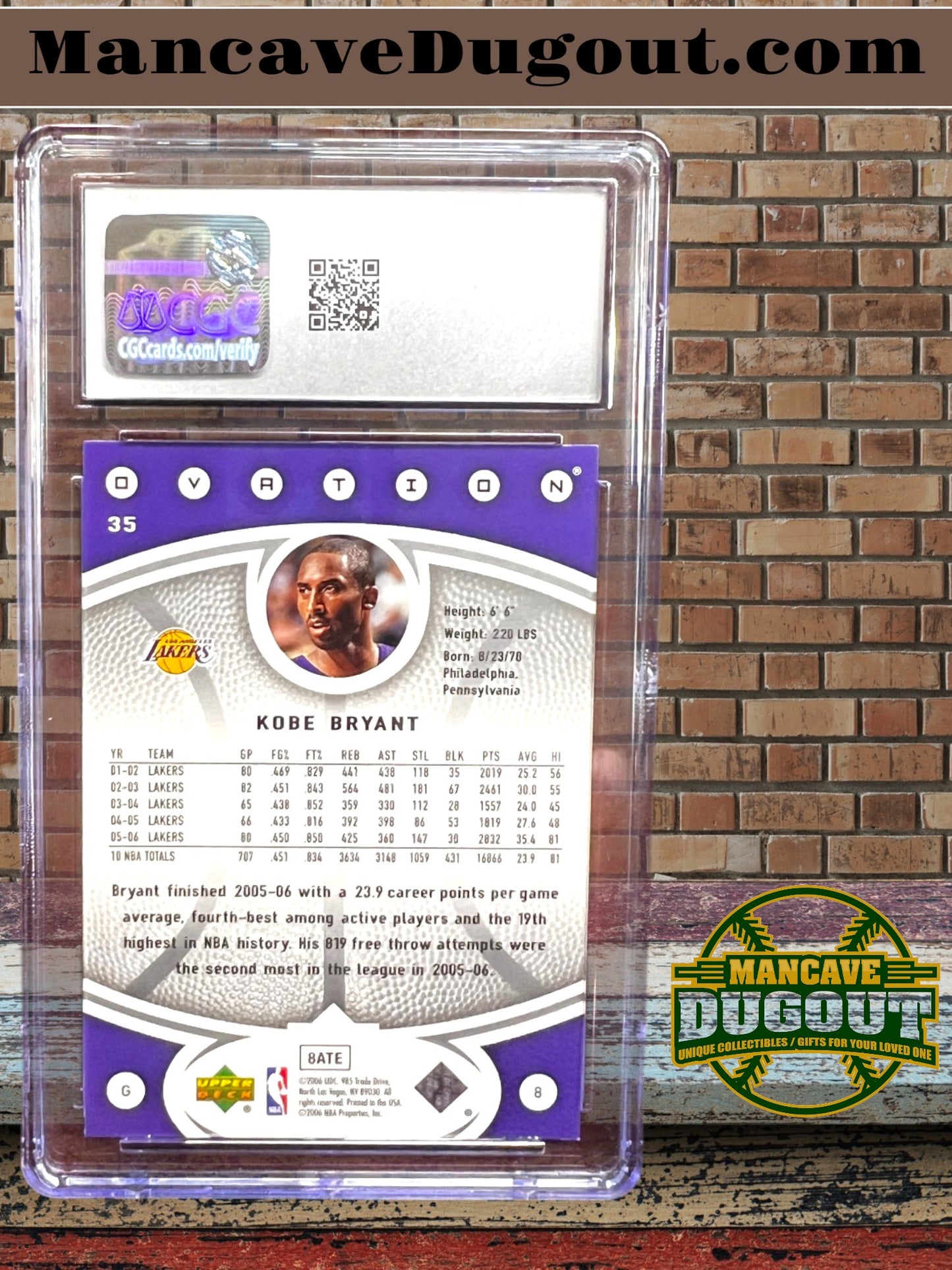 2006 07 Upper Deck Ovation #35 Kobe Bryant CGC 10 GEM MINT Lakers