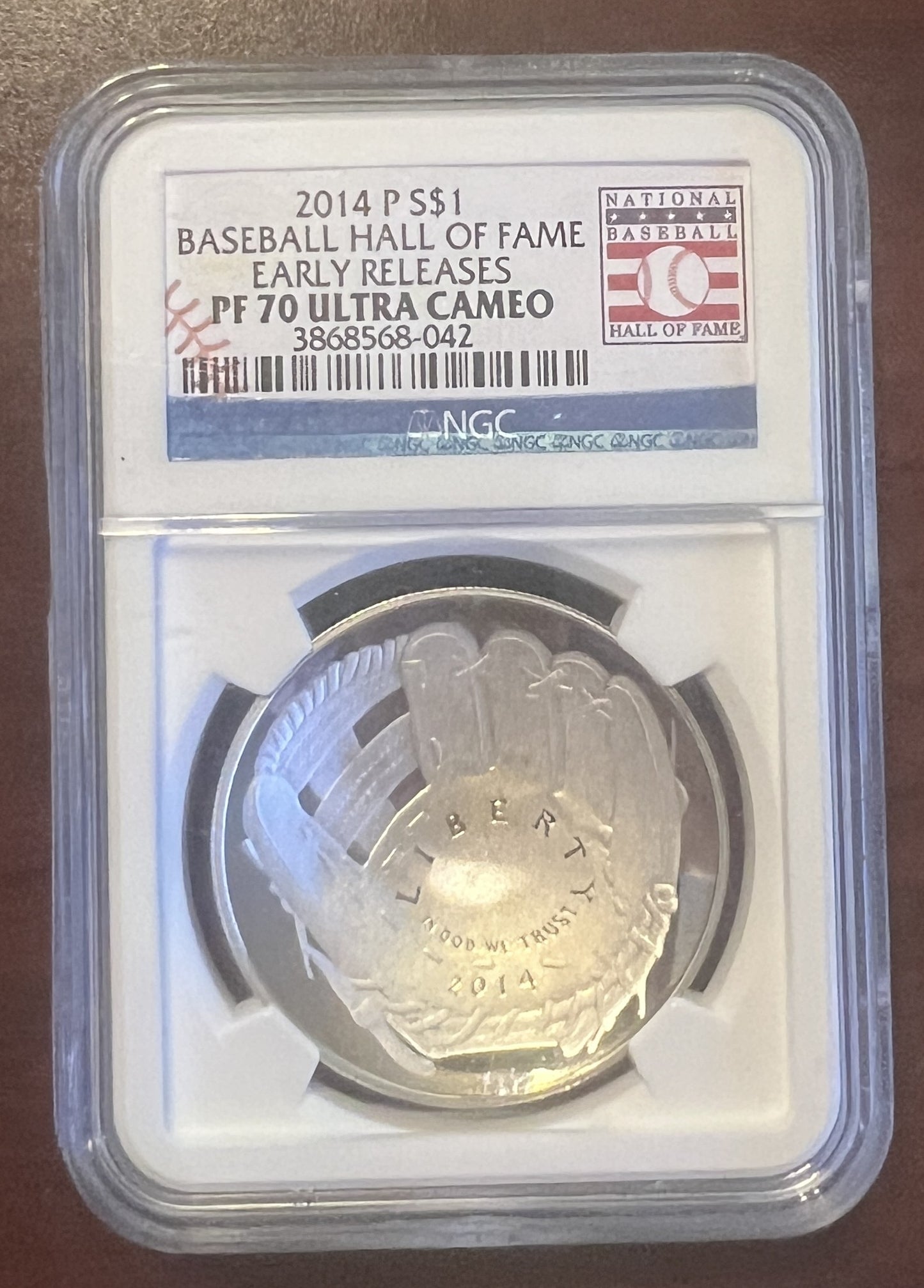 2014 Baseball Hall of Fame Silver Dollar – PF70 – Ultra Cameo