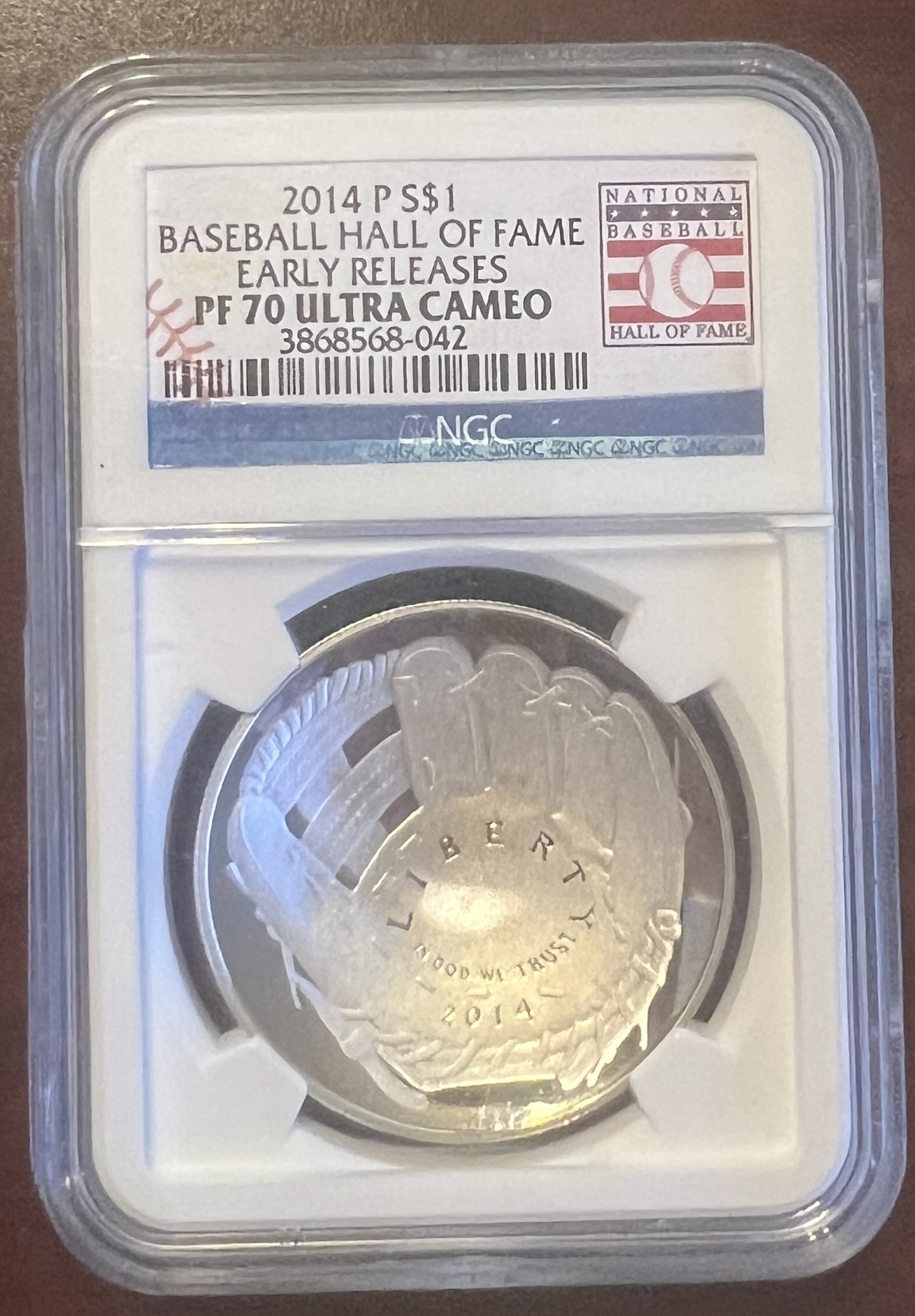 2014 Baseball Hall of Fame Silver Dollar – PF70 – Ultra Cameo
