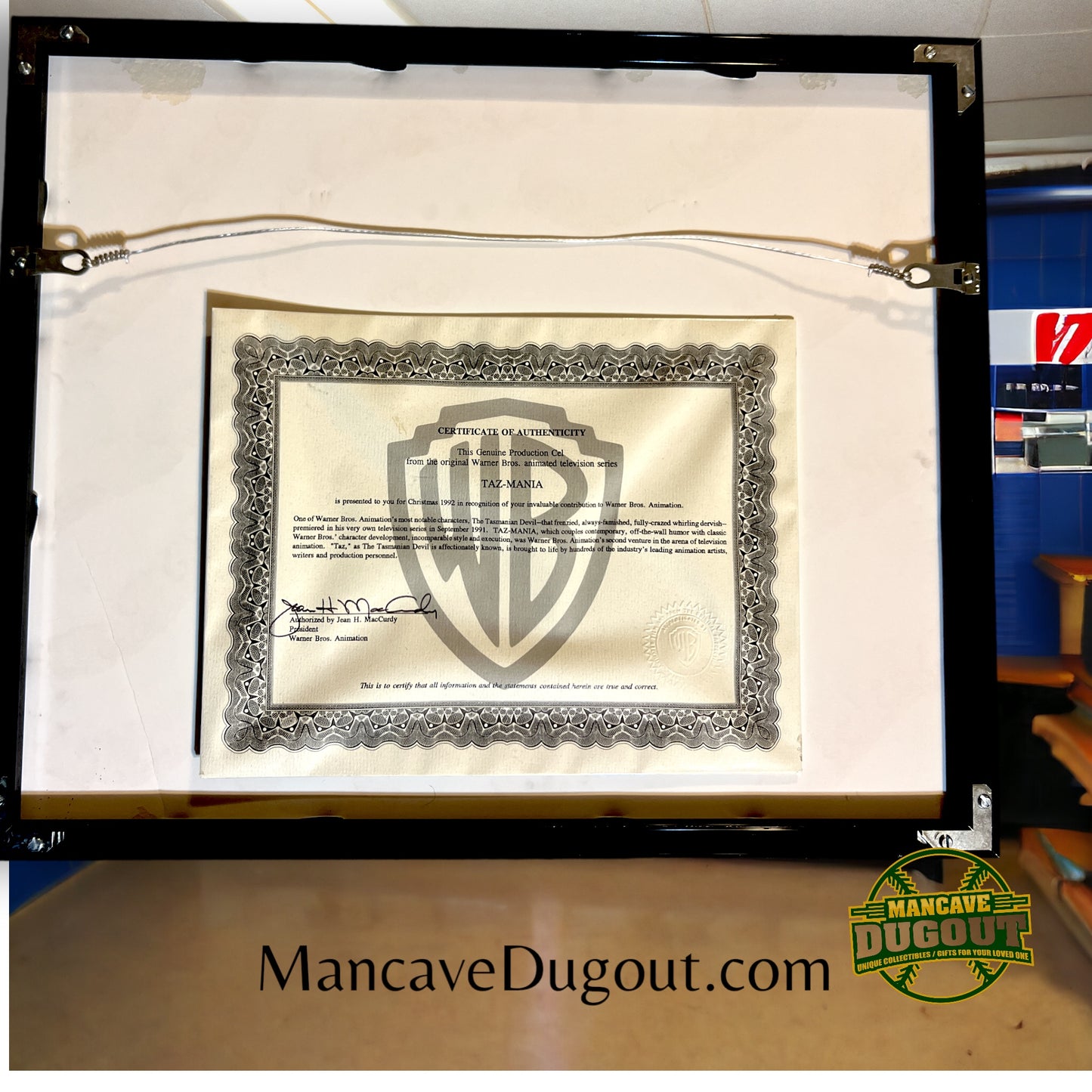 Production Cel “Taz and the Pterodactyl” - 1991 Framed with COA