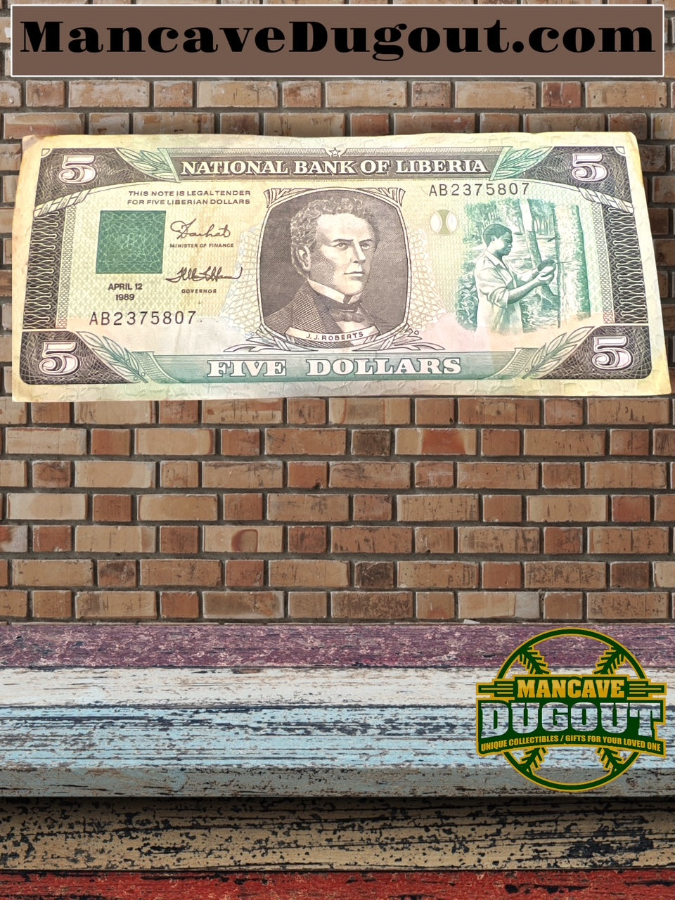 1989 LIBERIA P-19 5 Dollars – 100 crisp notes