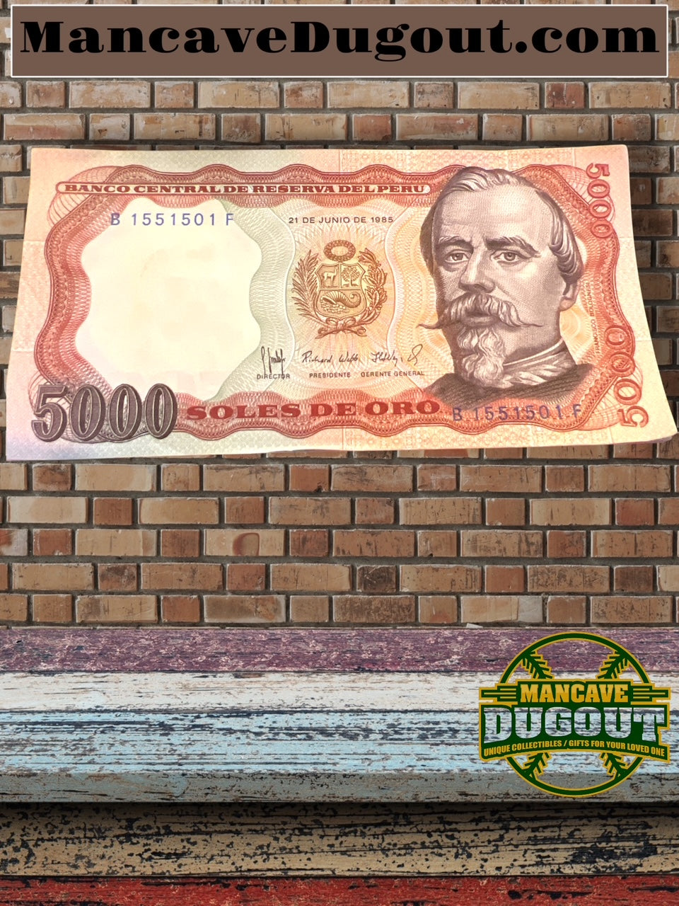 1985 Peru 5000 Soles de Oro Banknote - 100 Uncirculated and Sequential notes