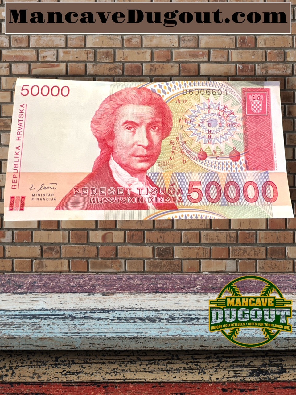 1993 - Croatia, 50,000 Dinara P-26 First Independent UNC – 100 Sequential and Uncirculated Notes