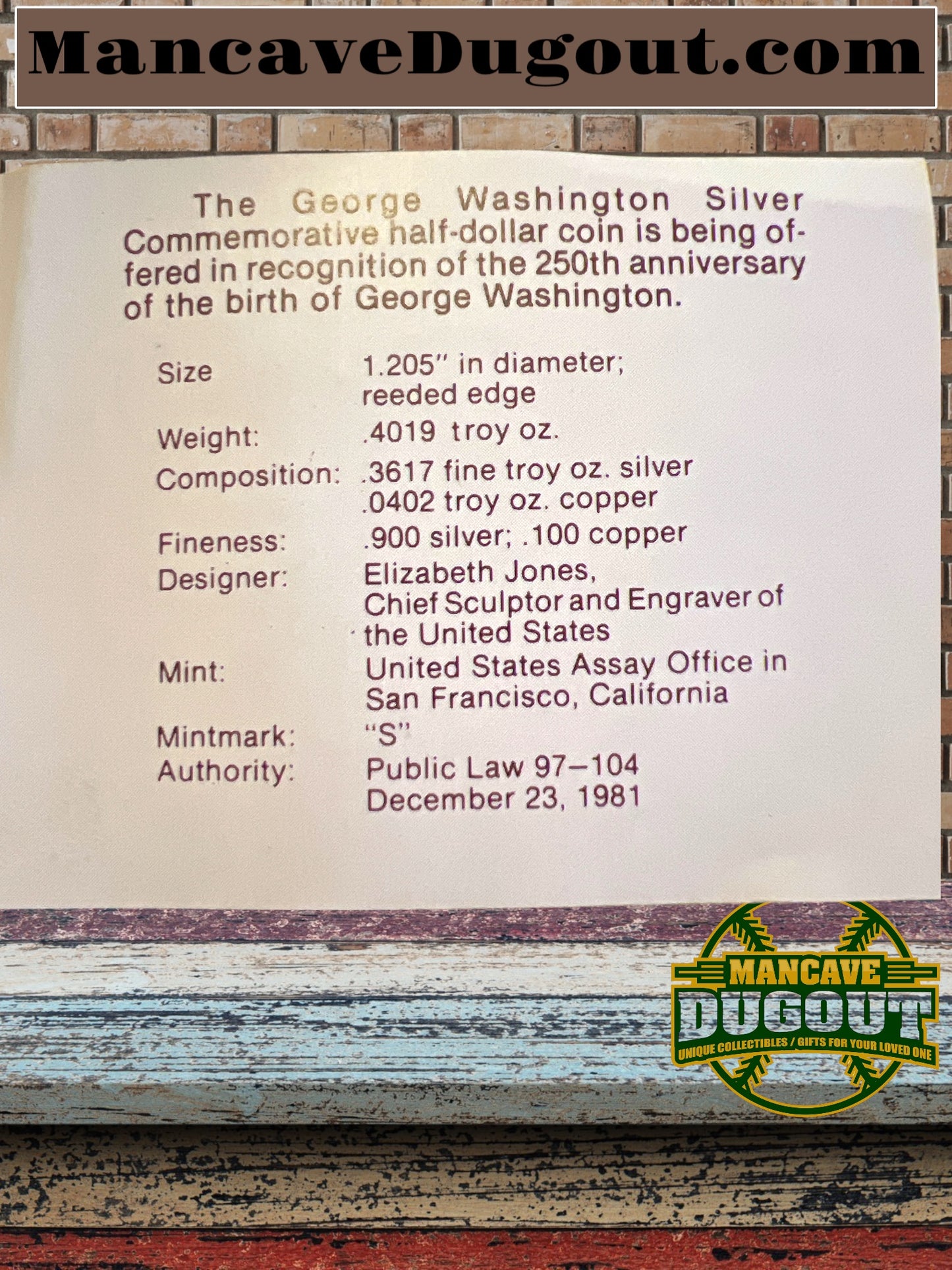 1982 -D George Washington BU Commemorative Proof Half dollar 90% silver-OGP and COA