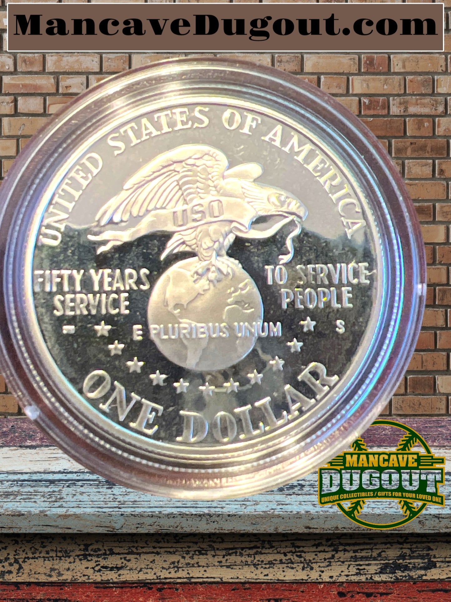 1991 USO 50th Anniversary Silver Dollar Proof in OGP with COA