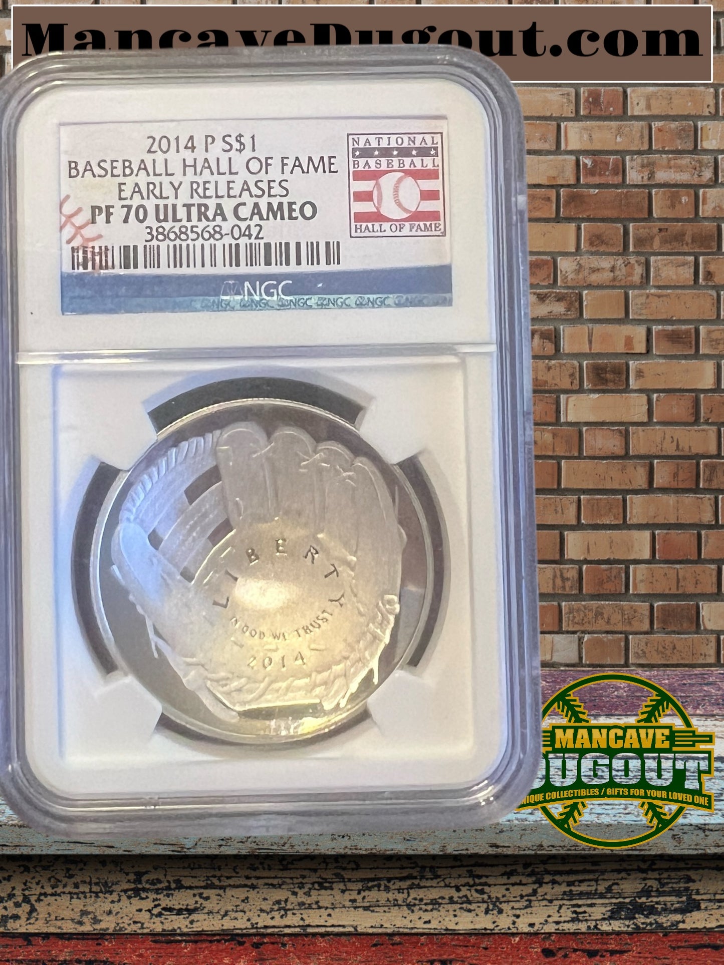 2014 Baseball Hall of Fame Silver Dollar – PF70 – Ultra Cameo